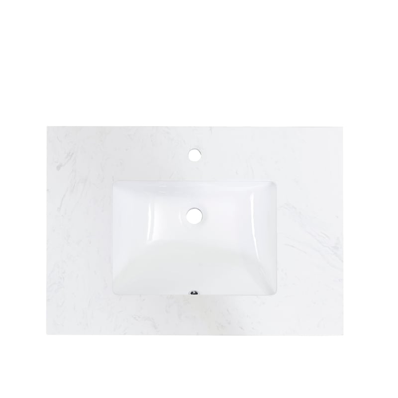 Pemberly Row Composite Stone Double Basin Vanity Top in White w/ White Basins