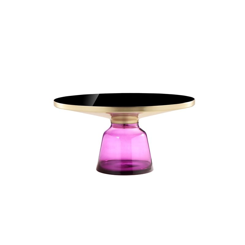 Pemberly Row Contemporary Glass Coffee Table in Gold & Purple