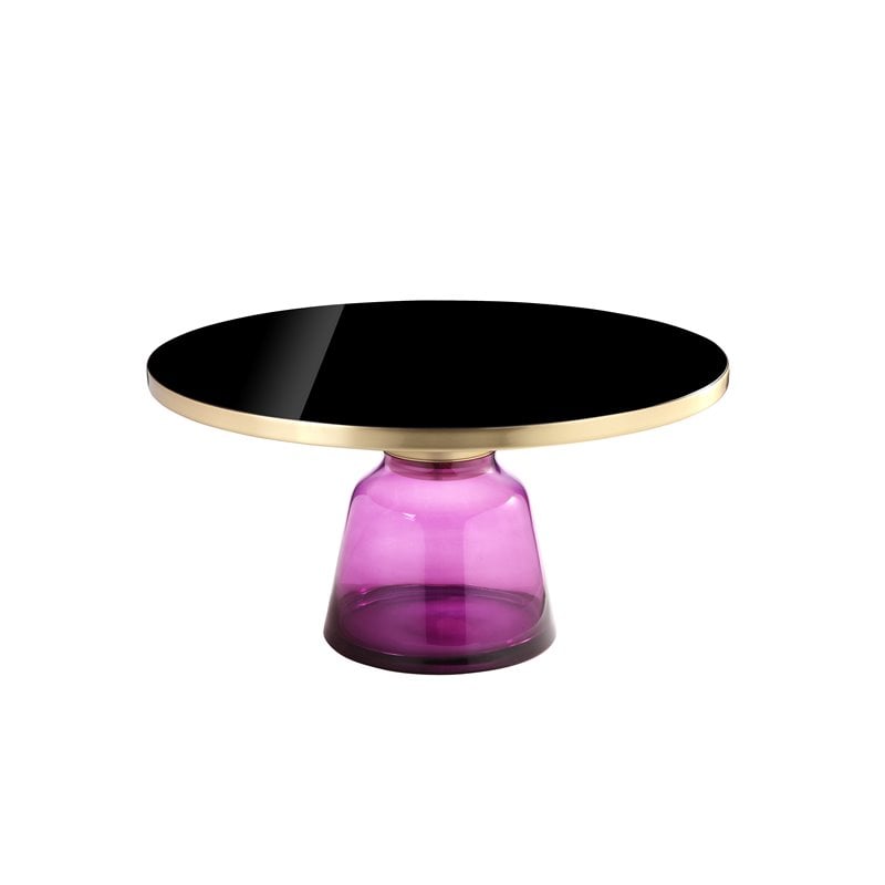 Pemberly Row Contemporary Glass Coffee Table in Gold & Purple