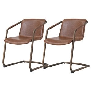 Pemberly Row 19.5&quot Side Chair in Antique Cigar Brown (Set of 2)