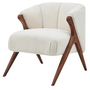 Pemberly Row 20.5&quot Fabric Accent Chair in Shearling Beige/Brown