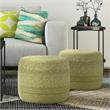 Pemberly Row Transitional Round Braided Pouf in Muted Yellow and Natural Cotton