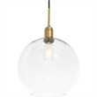 Pemberly Row Contemporary 1-Light Metal Pendant in Brass and Clear Glass