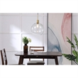 Pemberly Row Contemporary 1-Light Metal Pendant in Brass and Clear Glass
