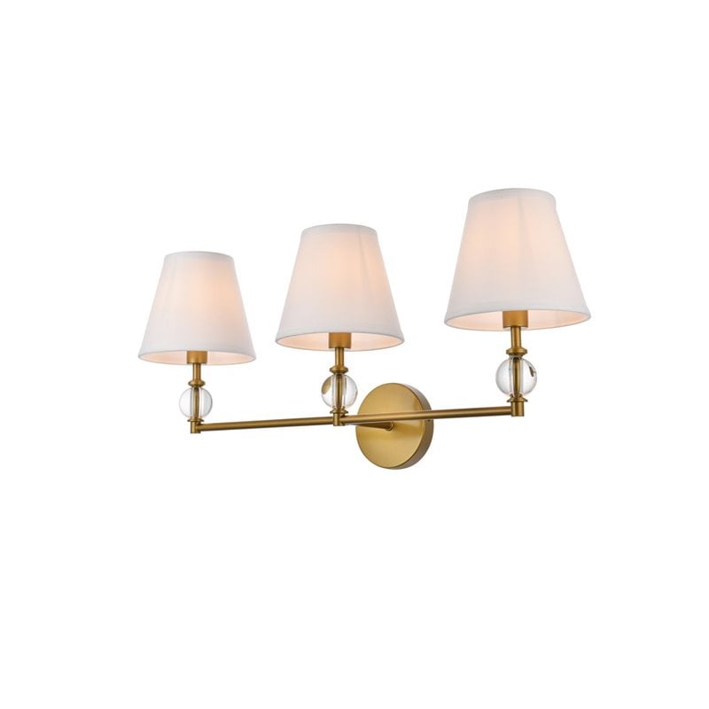 Pemberly Row Modern 3-Light Metal Bath Sconce in Brass and White
