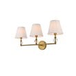 Pemberly Row Modern 3-Light Metal Bath Sconce in Brass and White