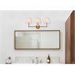 Pemberly Row Modern 3-Light Metal Bath Sconce in Brass and White