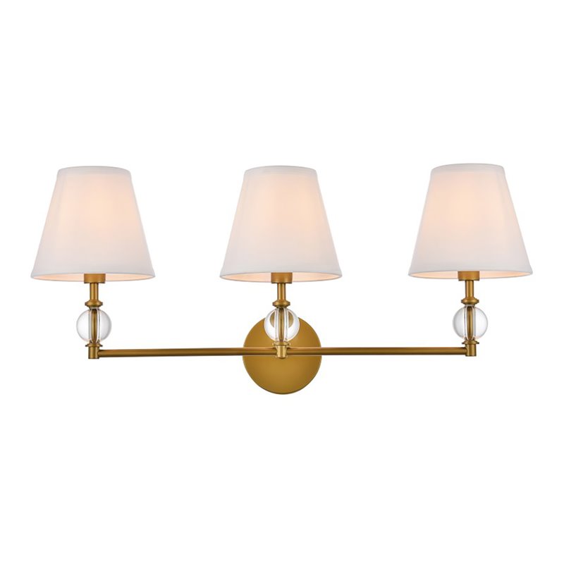 Pemberly Row Modern 3-Light Metal Bath Sconce in Brass and White