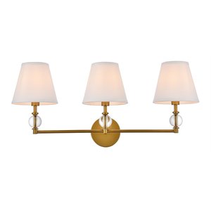 Pemberly Row Modern 3-Light Metal Bath Sconce in Brass and White