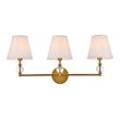 Pemberly Row Modern 3-Light Metal Bath Sconce in Brass and White