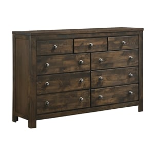 pemberly row modern solid wood 9-drawer dresser in rustic gray