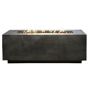 Pemberly Row Concrete Propane Fire Pit Table in Charcoal Finish