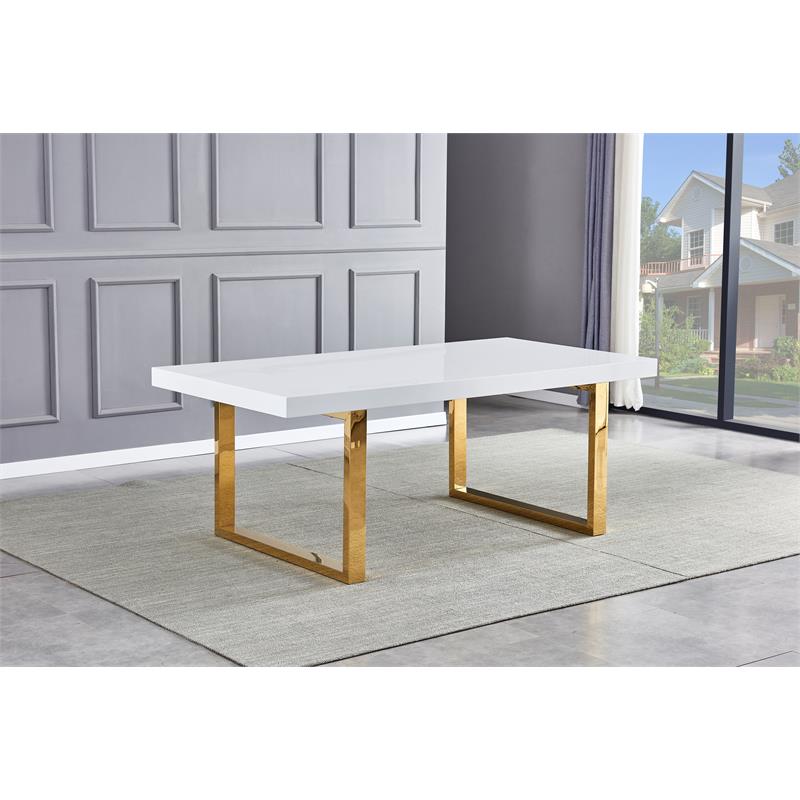 Pemberly Row Black Faux Leather Side Chairs in Gold (Set of 2)