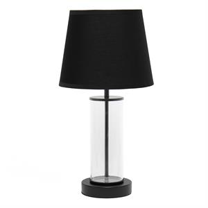 pemberly row modern encased metal and clear glass table lamp black