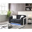 Pemberly Row Modern Black Velvet Loveseat With LED Accent Lighting