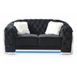 Pemberly Row Modern Black Velvet Loveseat With LED Accent Lighting