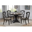 Pemberly Row 5-Pc X-Back Wood Dining Set in Gray & Black Stone