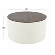 Pemberly Row Modern Fabric Storage Ottoman with Wood Top in Cream