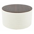 Pemberly Row Modern Fabric Storage Ottoman with Wood Top in Cream