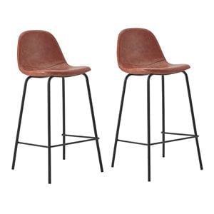 Pemberly Row 26&quot Faux Leather Counter Stools in Tan (Set of 2)