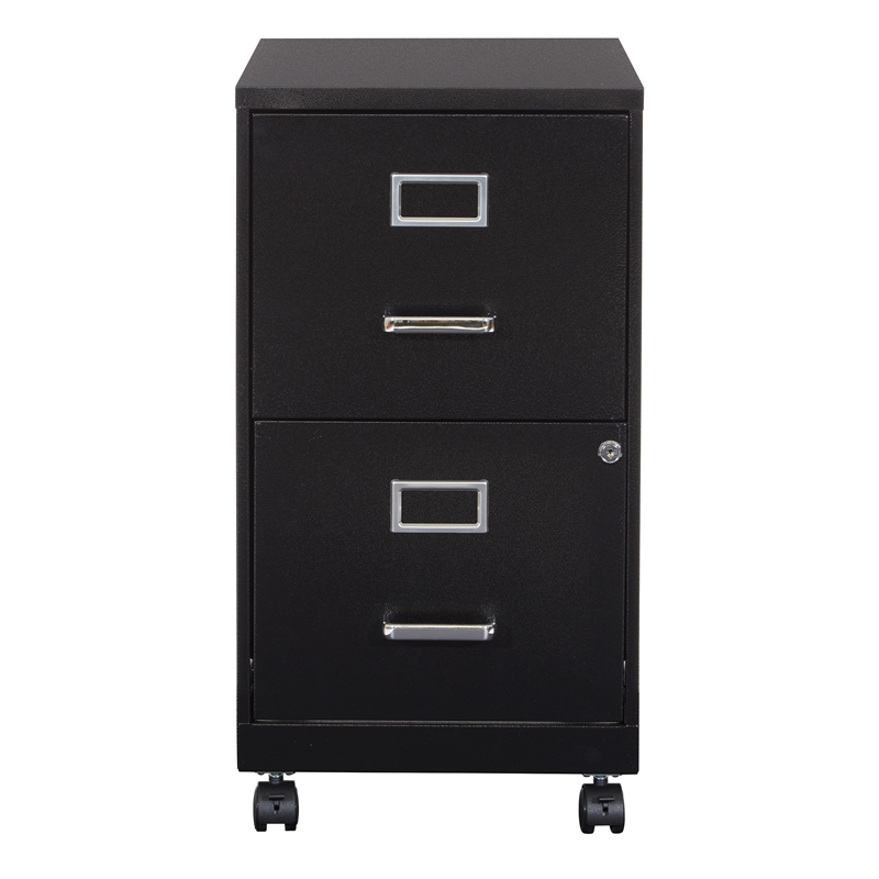 Pemberly Row 2 Drawer Mobile Locking Metal File Cabinet in Black