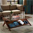 Pemberly Row Rectangular Solid Wood and Glass Coffee Table in Brown