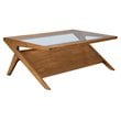 Pemberly Row Rectangular Solid Wood and Glass Coffee Table in Brown