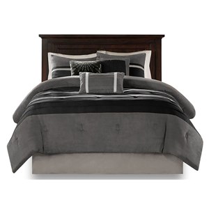 Pemberly Row 7-piece Polyester Faux Suede Comforter Set in Black