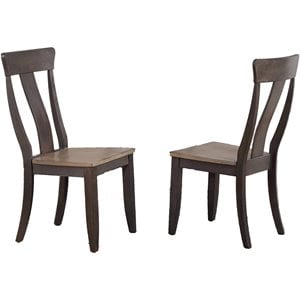 Pemberly Row 39&quot Wood Dining Chairs in Gray/Black Stone (Set of 2)