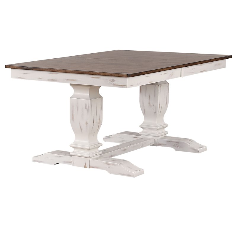 Pemberly Row 7-Pc Wood Dining Set in Cocoa Brown/Cotton White