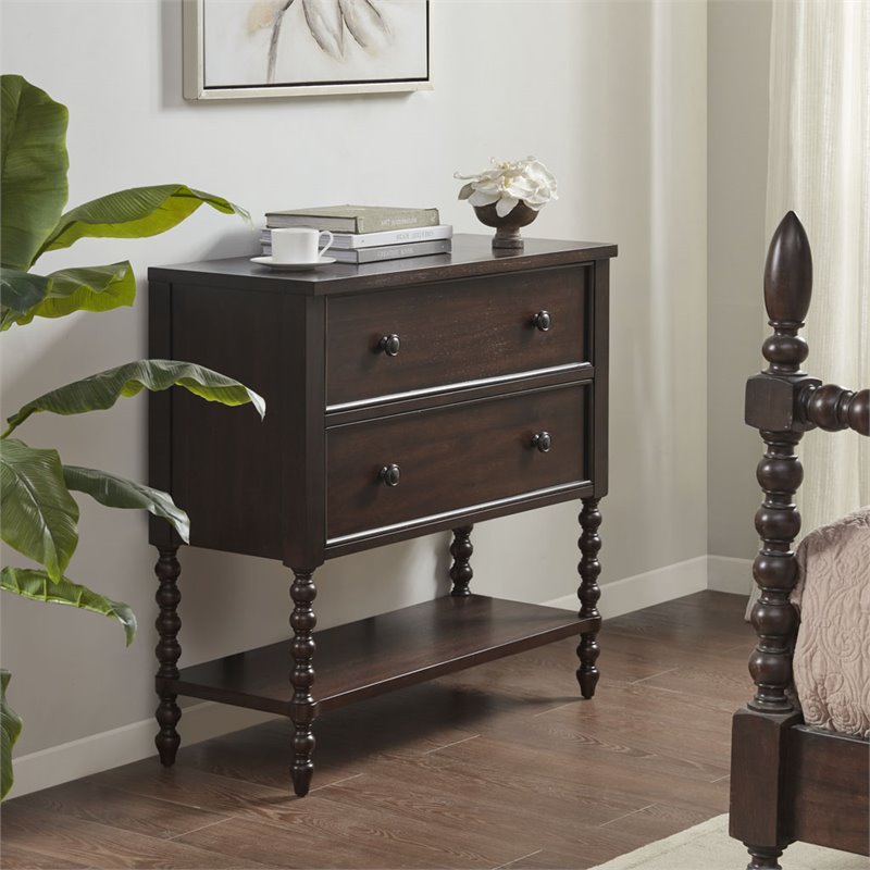 Pemberly Row Modern MDF Solid Wood Accent Chest in Morocco Brown