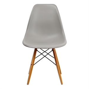 Pemberly Row Gray Plastic w/ Fiberglass Chair Wood Legs w/ Metal Core Set of 2