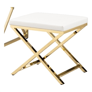 Pemberly Row Contemporary White Polyurethane Chair with Gold Base