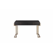 Pemberly Row Modern Stainless Steel/Wood Desk in Black Ash/Brass