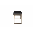 Pemberly Row Modern Stainless Steel/Wood Desk in Black Ash/Brass