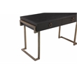 Pemberly Row Modern Stainless Steel/Wood Desk in Black Ash/Brass