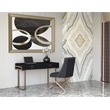 Pemberly Row Modern Stainless Steel/Wood Desk in Black Ash/Brass