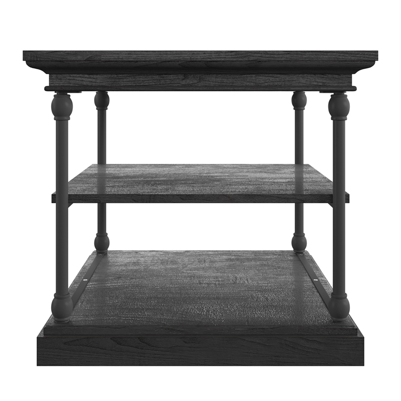 Pemberly Row Storage Transitional Metal & Wood Accent Table in Black