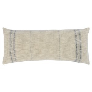 Pemberly Row 16x36&quot Cotton and Linen Blend Throw Pillow in Natural/Black