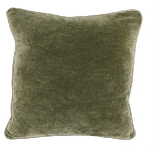 Pemberly Row 18x18&quot Square Cotton Velvet Throw Pillow in Moss Green