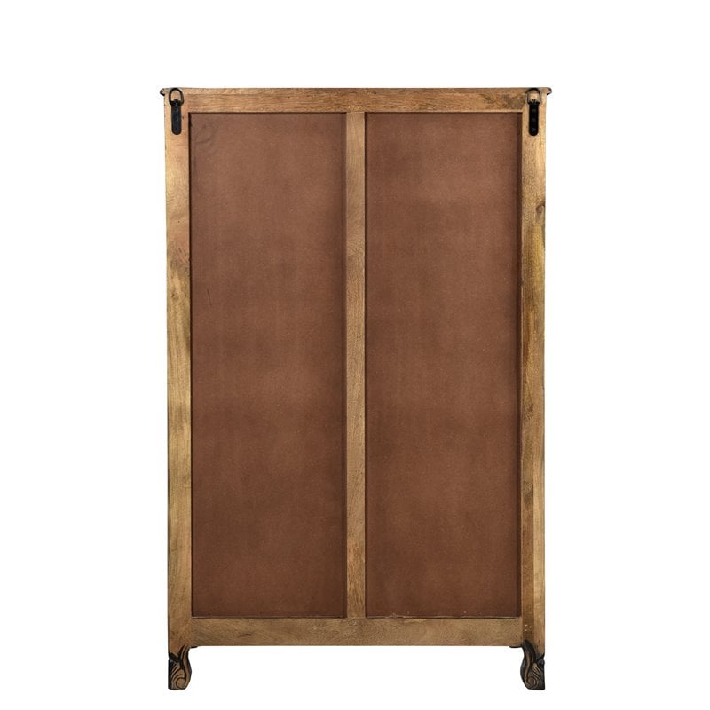 Pemberly Row 6-drawer Floral Carved Solid Wood Chest in Black