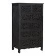 Pemberly Row 6-drawer Floral Carved Solid Wood Chest in Black