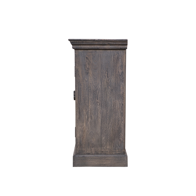 Pemberly Row 4-Door Sideboard in Distressed Gray Finish on Mango Solid Wood