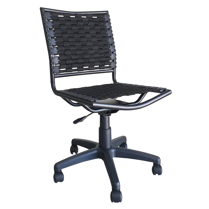 Pemberly Row Armless Bungee Task Chair Comfort In Black Color