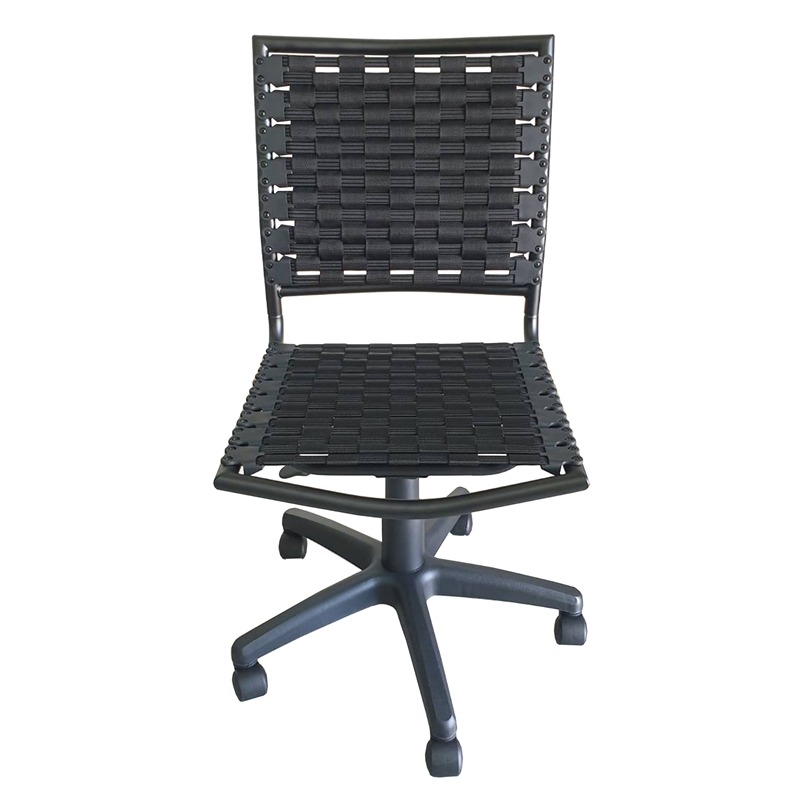 Pemberly Row Armless Bungee Task Chair Comfort In Black Color