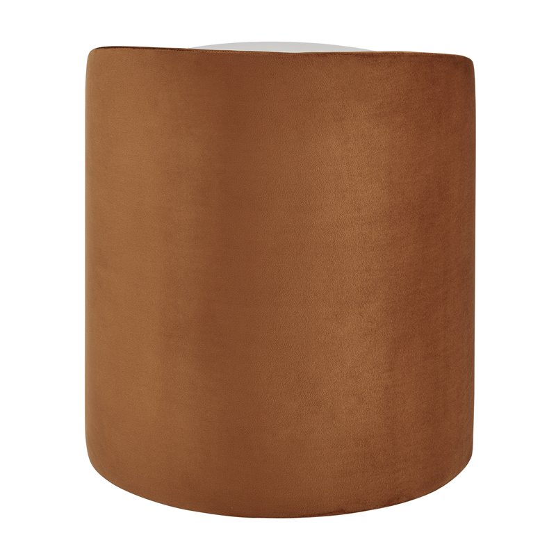 Pemberly Row Contemporary Velvet Fabric Ottoman in Orange/Beige