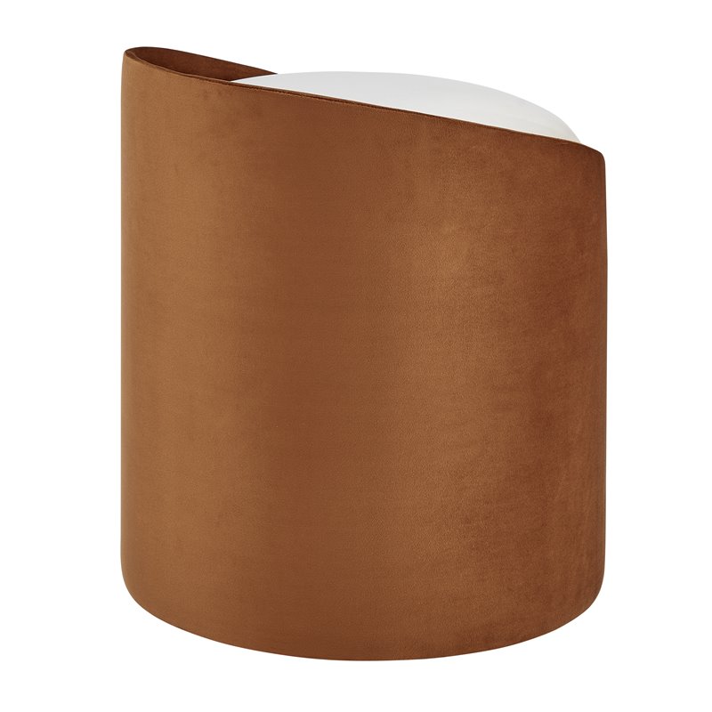 Pemberly Row Contemporary Velvet Fabric Ottoman in Orange/Beige