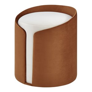 Pemberly Row Contemporary Velvet Fabric Ottoman in Orange/Beige