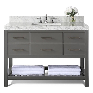 Pemberly Row Modern 48&quot Wood Bathroom Vanity Set in Sapphire Gray
