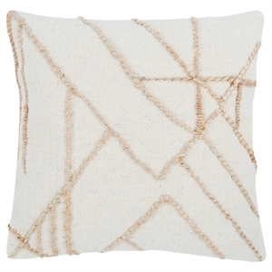 Pemberly Row 22x22&quot Transitional Wool Throw Pillow in Ivory/Natural
